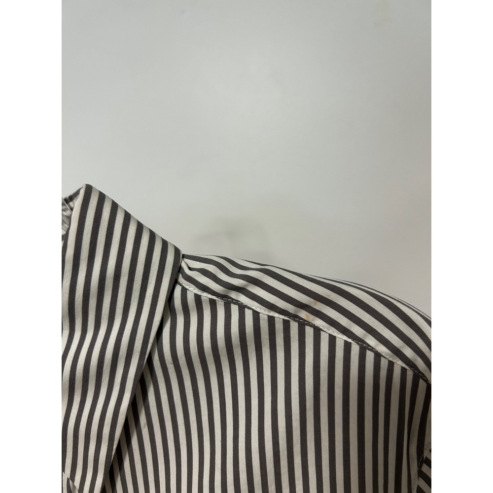 Lafayette 148 New York Womens Grey White Striped Button Down Shirt Small - Picture 6 of 8